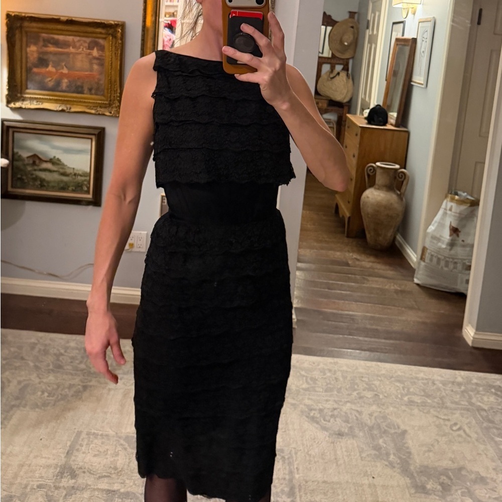 Rare Vintage Jackie O Black Lace Dress - Picture 2 of 9
